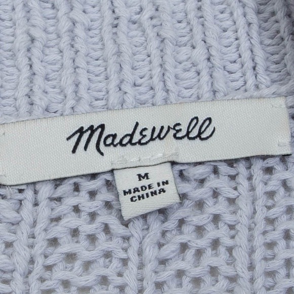 Madewell Gray Pom Pom Sleeve Open Front Cardigan Sweater Womens Size M Chunky - Picture 5 of 9